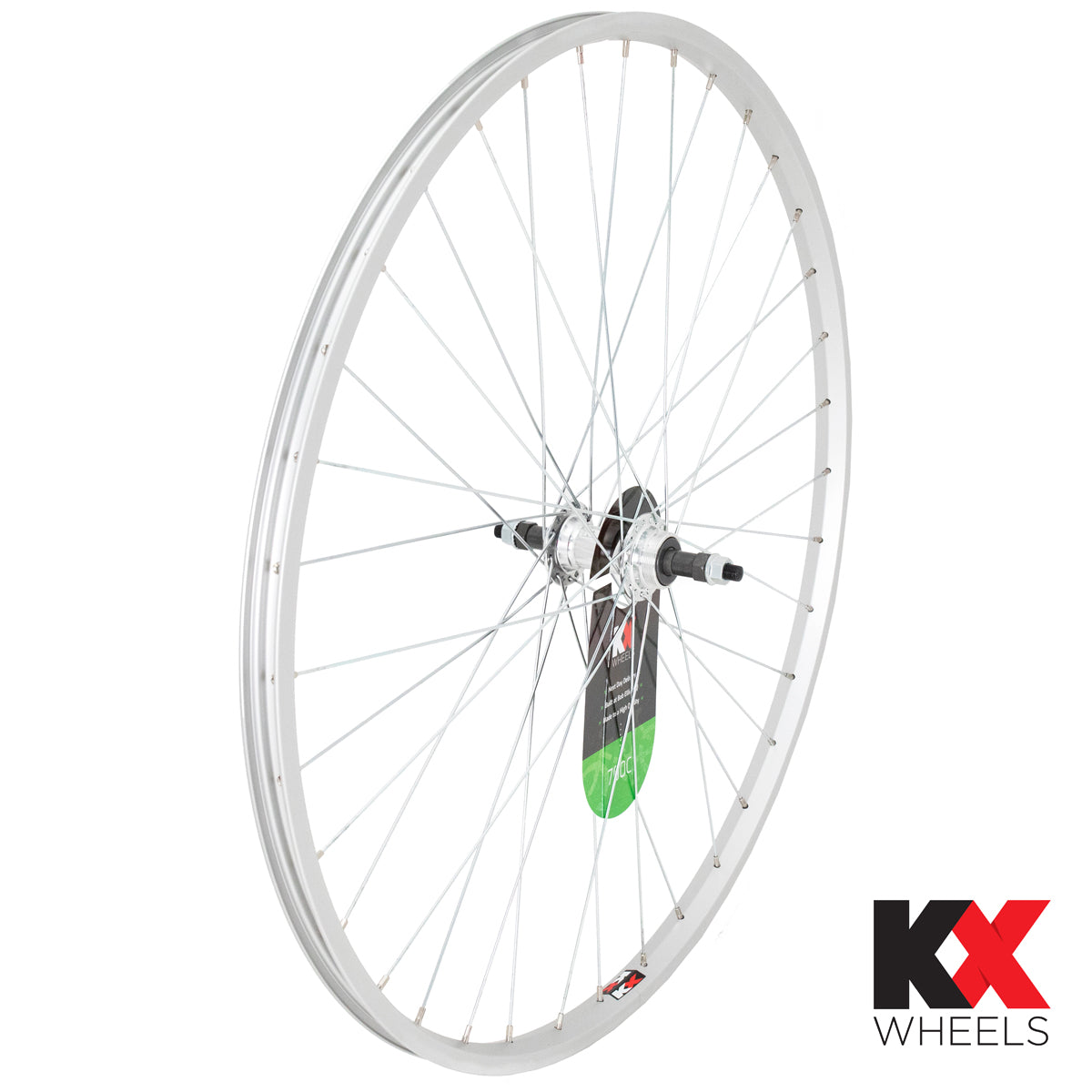 KX Wheels Single Wall Solid Axle Screw On 700c Rear Bike Wheel Silver