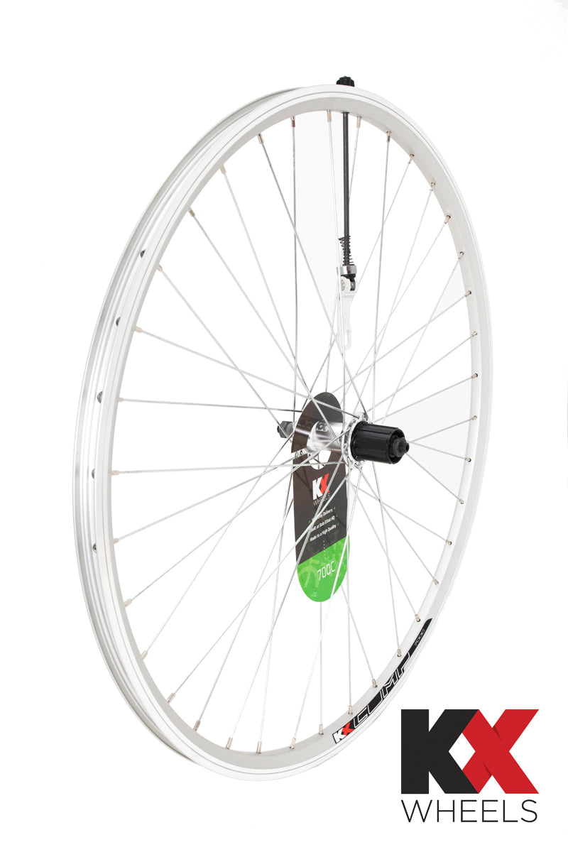 KX Wheels Hybrid Double Wall QR Cassette 700c Rear Bike Wheel Silver