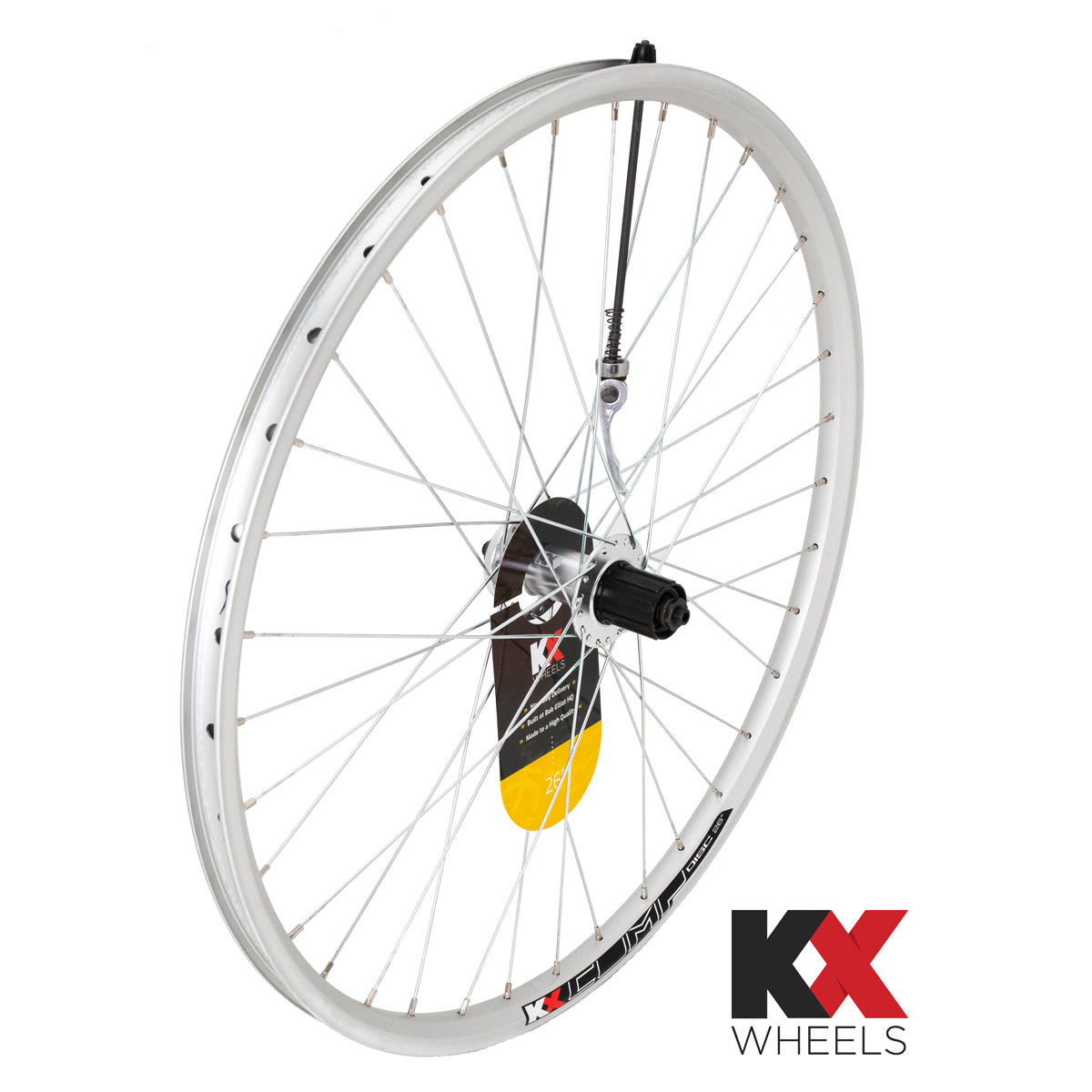 KX Wheels Double Wall QR Disc Cassette 26 Inch Rear Bike Wheel Silver