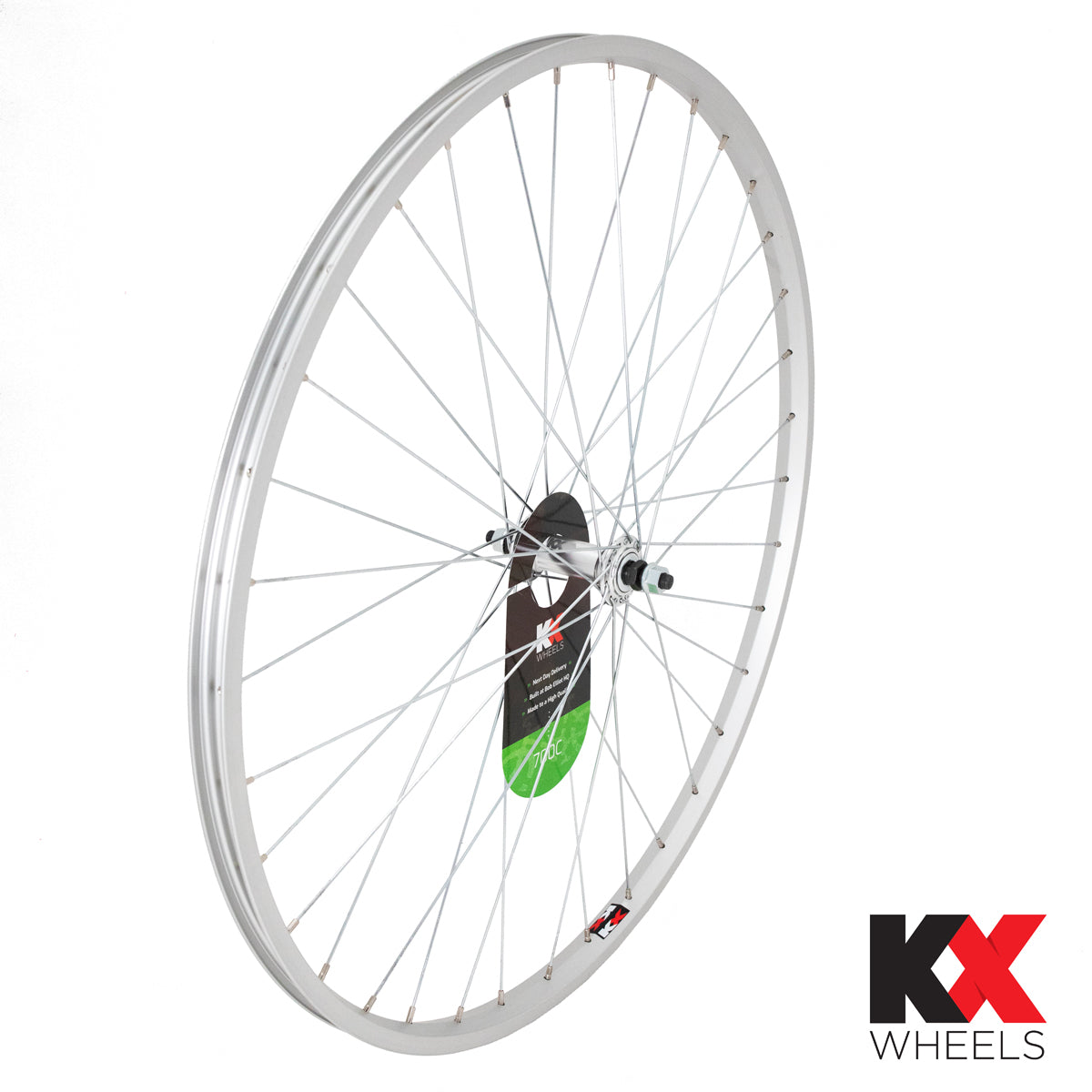 KX Wheels Single Wall Solid Axle 700c Front Bike Wheel Silver