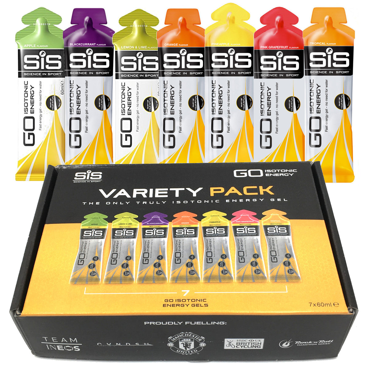 SIS Go Isotonic 60ml Energy Gels Mixed Flavour Box of 7