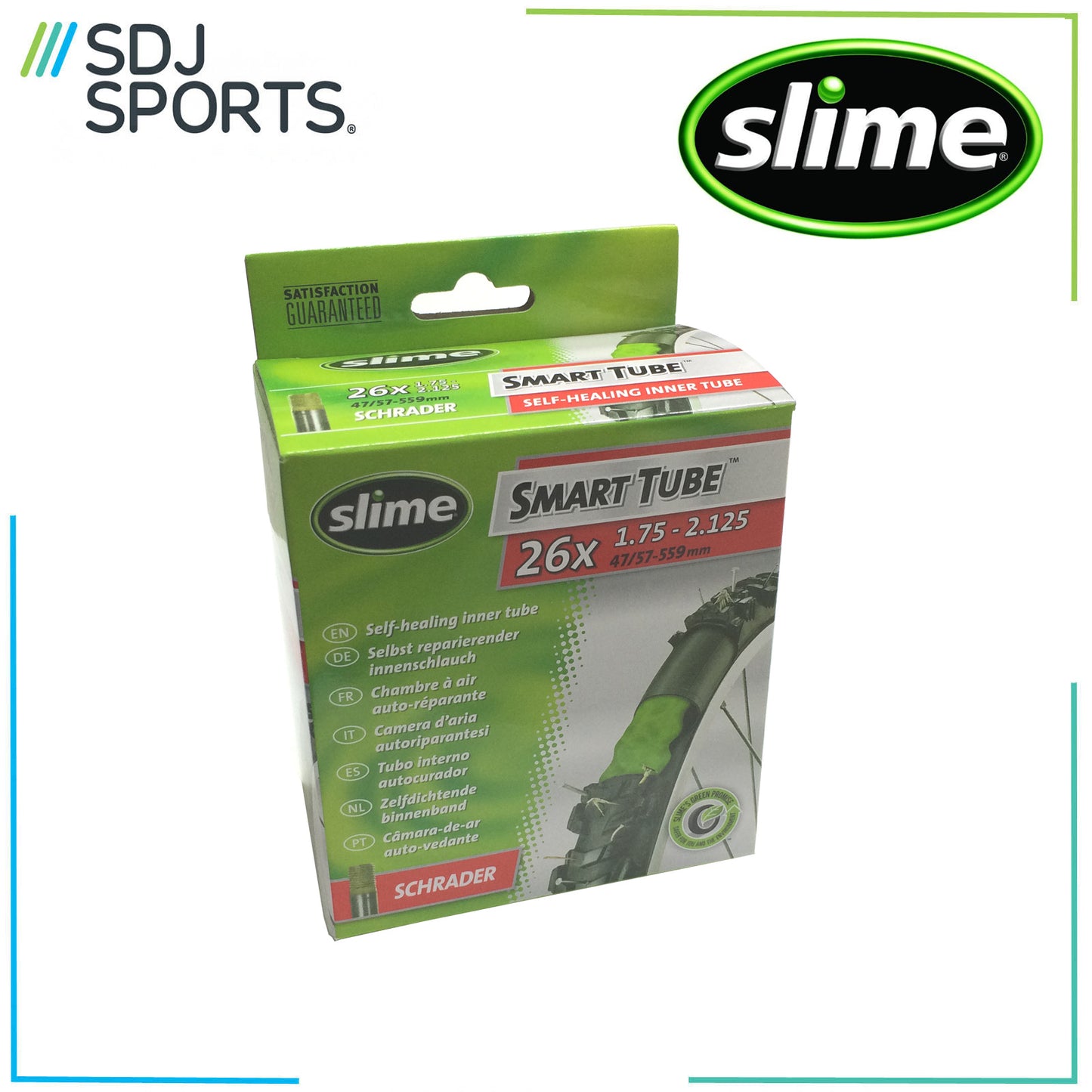 Bike Slime Tube Smart 26" x 1.75-2.125 Self Healing Schrader Valve