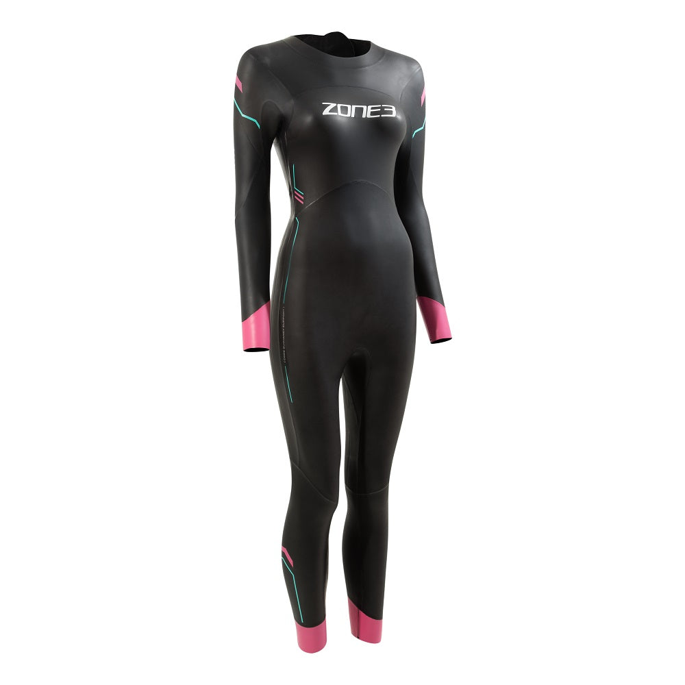 Ladies Swim Suit Zone3 Agile Wet Suit Black/Pink/Turquoise XX Large