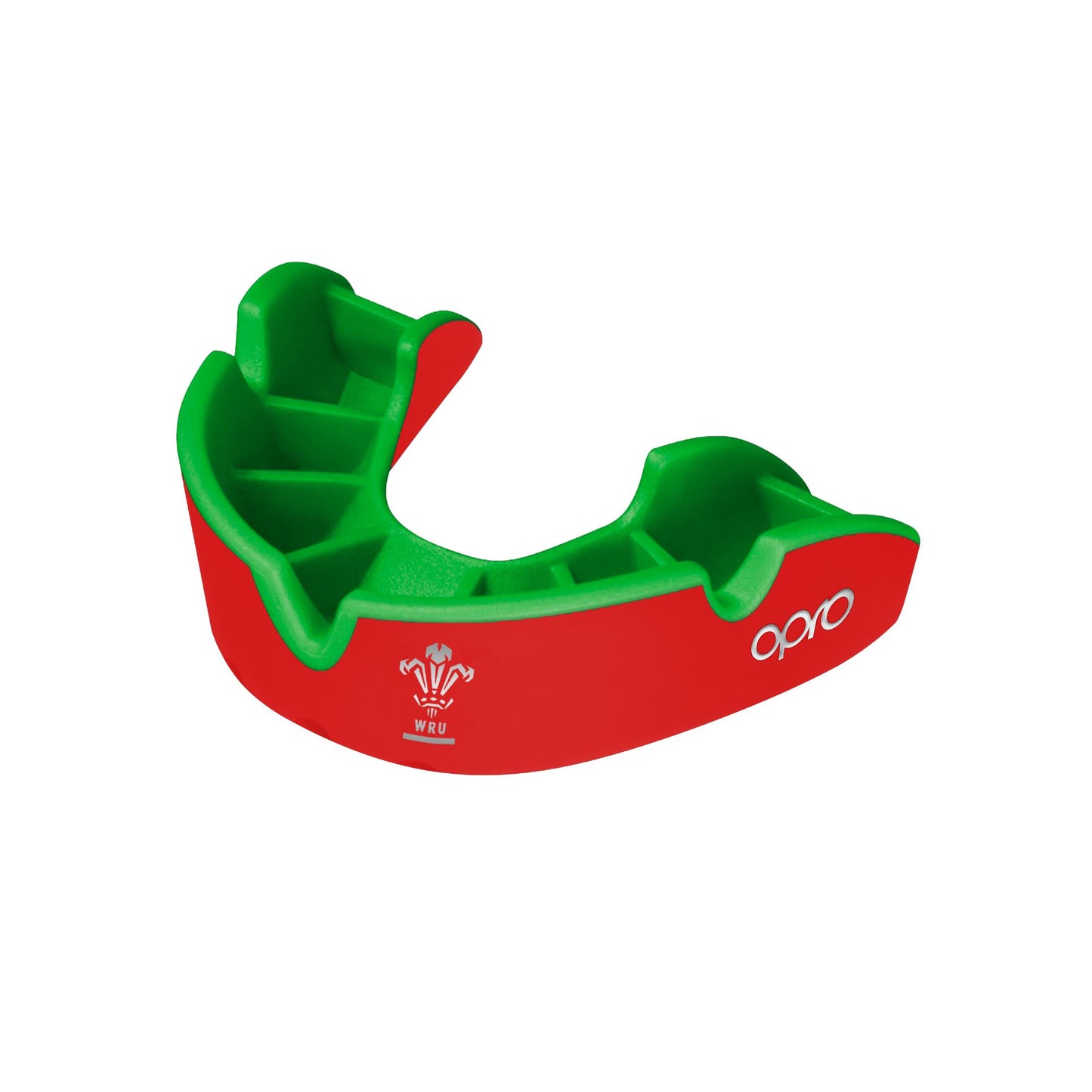 Kid's Rugby Protective Mouthguard OPRO Self-Fit Silver Junior 2022 Wales Rugby Union