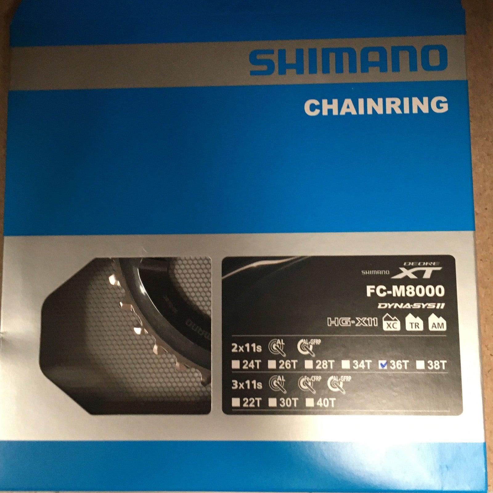 Shimano FCM8000 Deore XT Double Outer Bike Chain Ring Black 36T For 36/26T Alternate 1