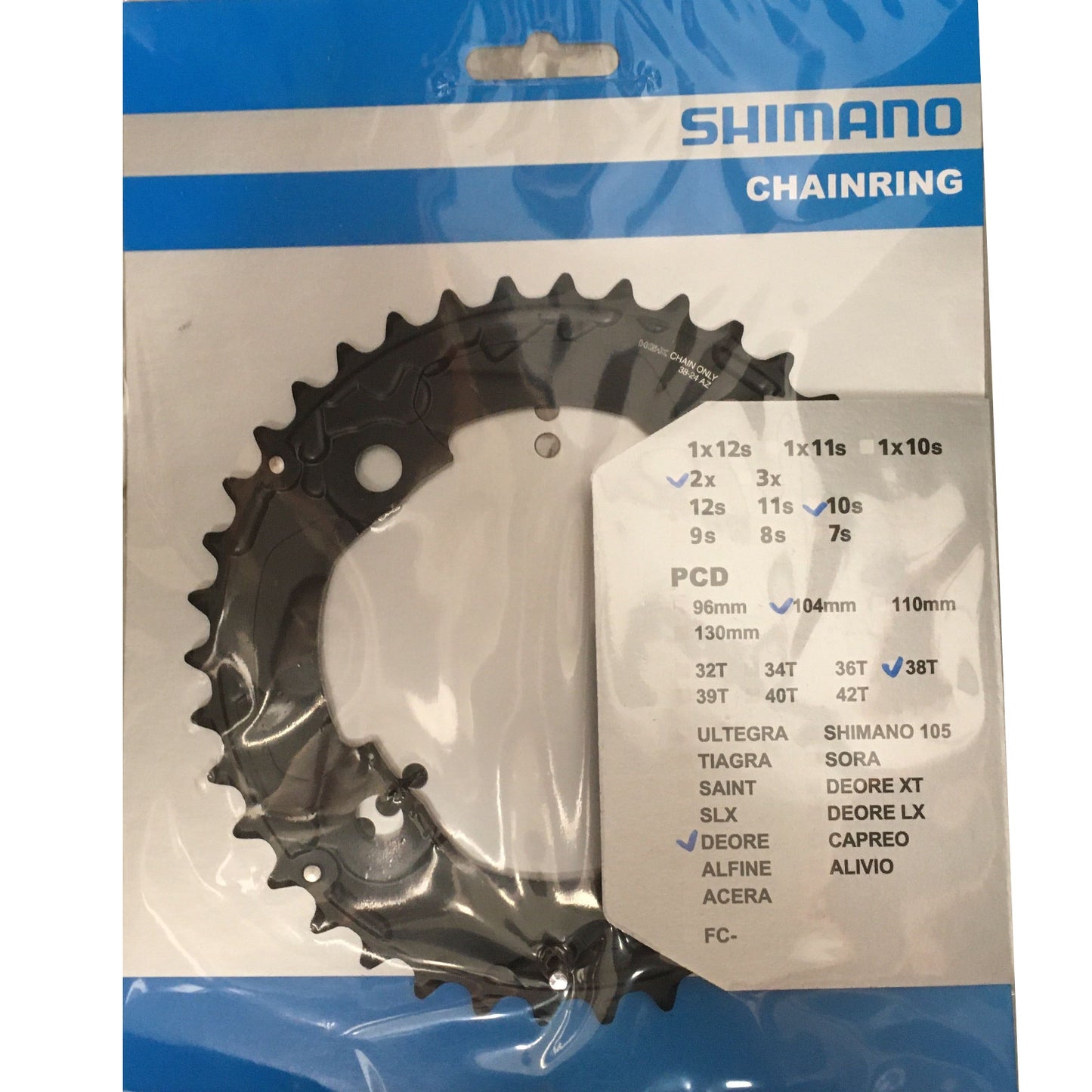 Shimano FCM617 Deore Double Outer Bike Chain Ring Black 38T