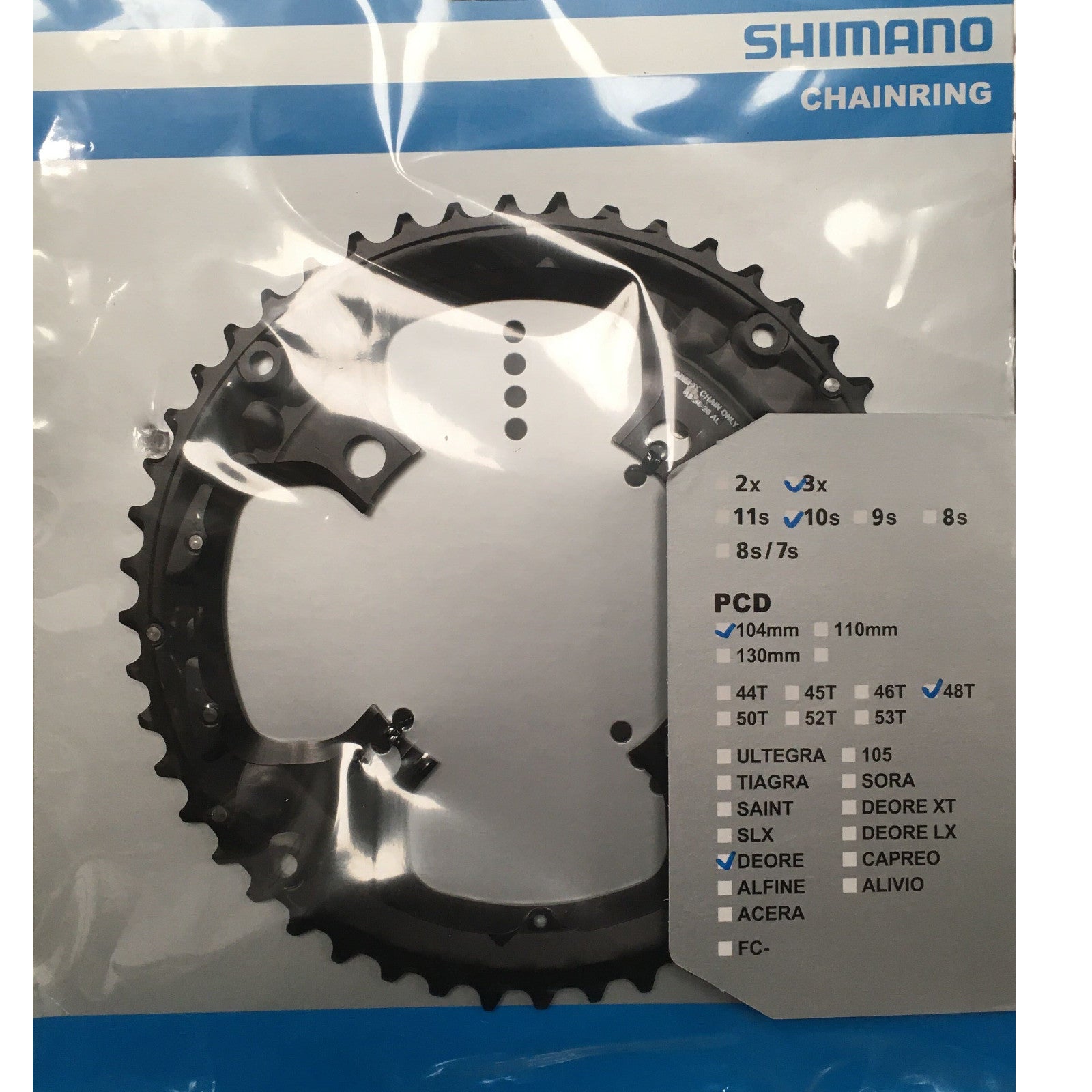 Shimano FCT6010 Deore Chainguard Triple Outer Bike Chain Ring Black 48T